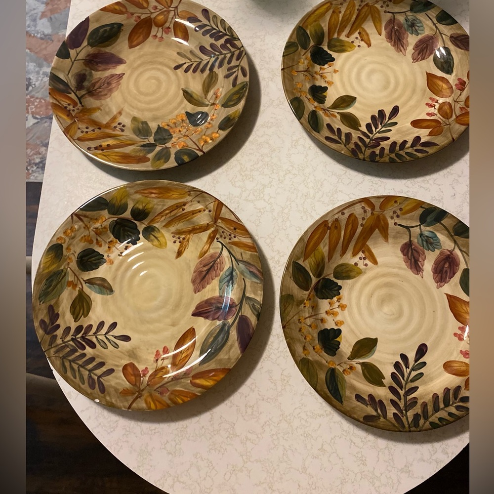 4  11 in.Dinner Plates by Home Trends Pattern:Shadowwood